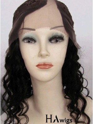 14 inch Lace Front Curly Black Good U Part Wigs