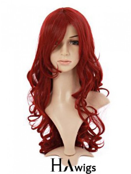 Wavy With Bangs Lace Front Style 20 inch Red Long Wigs