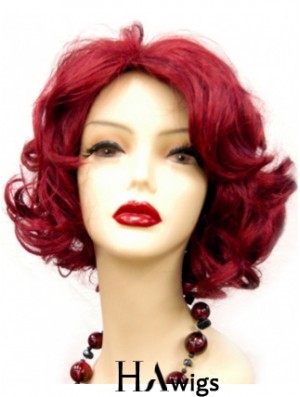 Wavy Without Bangs Chin Length Red Online Lace Front Wigs