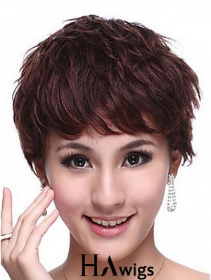 Capless Wavy Boycuts Cropped Trendy Human Hair Wigs