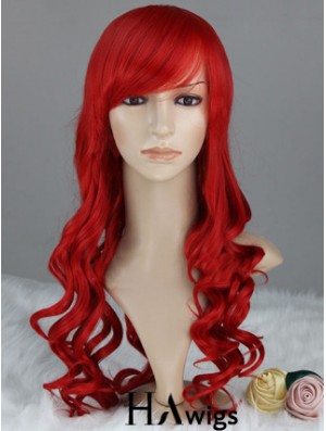 Wavy With Bangs Lace Front Discount 22 inch Red Long Wigs