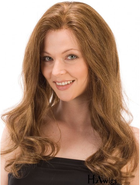 Without Bangs Affordable Wavy Auburn Long Human Hair Lace Front Wigs