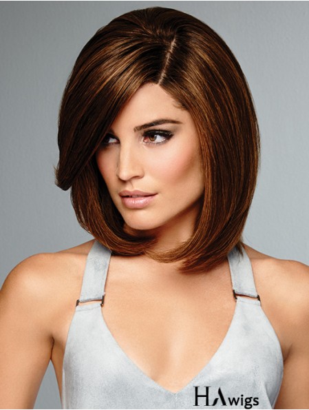 Brown 100% Hand-tied Remy Human Hair 12 inch Bob Style Wigs