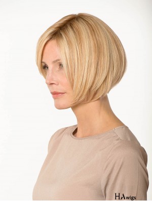 Lace Front Straight Bobs 8 inch Blonde Chin Length Real Human Hair Wigs