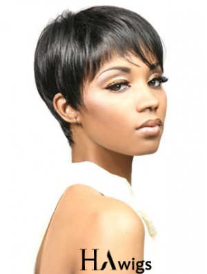 African Wigs With Synthetic Capless Cropped Length Boycuts Straight Style