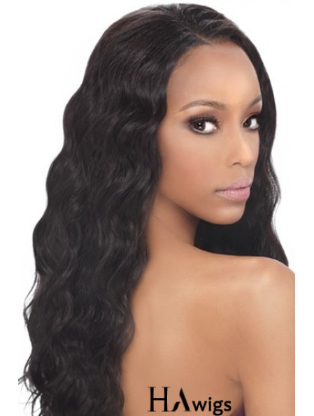 Black Wavy Human Hair With Capless Wavy Style Long Length