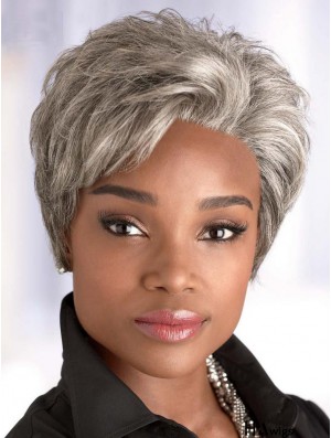 Synthetic Short Straight Capless Elderly Lady Wigs