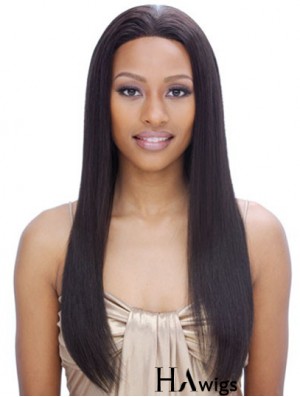 24 inch Black Long Without Bangs Yaki Incredible Lace Wigs