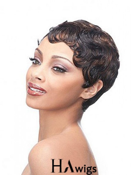 Short Brown Boycuts Wavy Trendy Full Lace Wigs