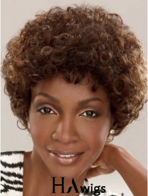 Capless Short Brown Layered Brown Synthetic Afro Kinky Hairstyles