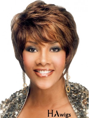 African American Hair With Layered Cut Shorted Length Brown Color