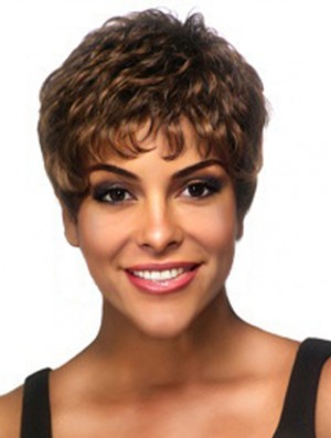 Boycuts Short Brown Wavy Good Petite Wigs