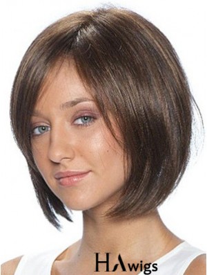 Lace Front Brown Chin Length Bobs Straight African American Wig