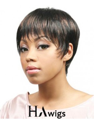 African Hair Wigs Boycuts Cropped Length Straight Style With Capless