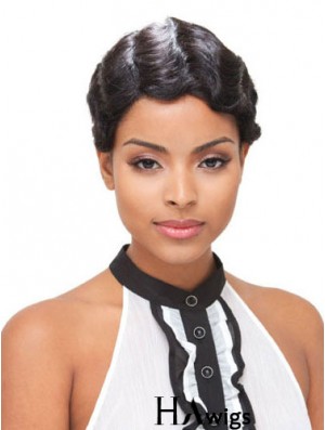 Short Black Boycuts Wavy Modern Full Lace Wigs