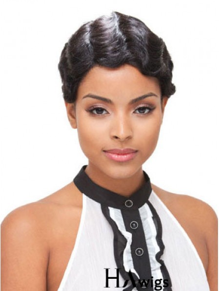 Short Black Boycuts Wavy Modern Full Lace Wigs