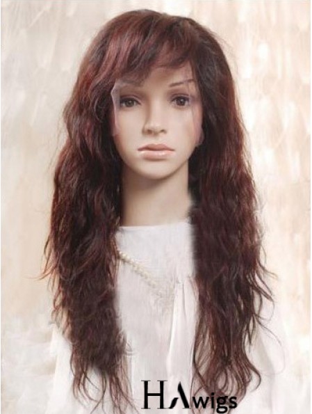 Auburn 100% Hand Tied Layered Wavy Remy Human Long Mono Wigs