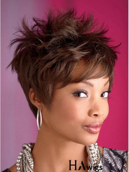 8 inch Boycuts Cropped Synthetic Capless Hairstyles For African American Women