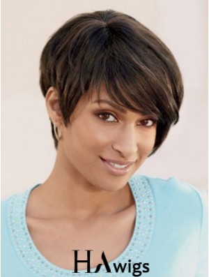 Short Brown Straight Layered Incredible African American Wigs