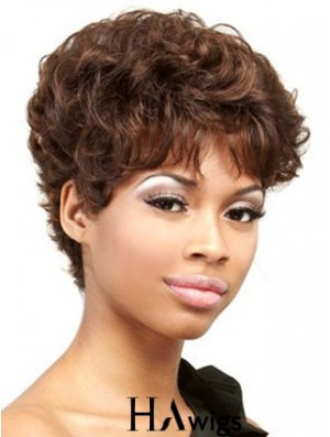 Cropped Auburn Curly Boycuts Convenient African American Wigs