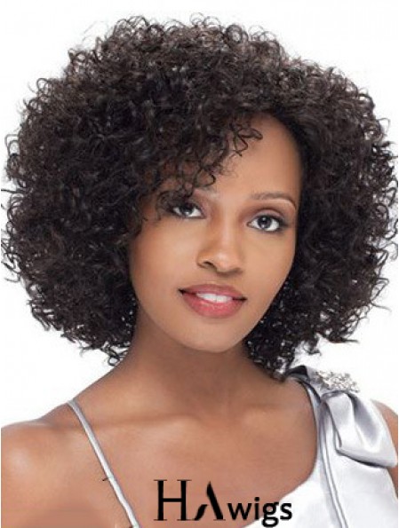 Brazilian Human Hair Short Lace Front Black Kinky Curly Wigs For Black Women