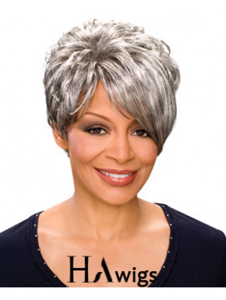 Durable Short Wavy Capless Grey Wigs