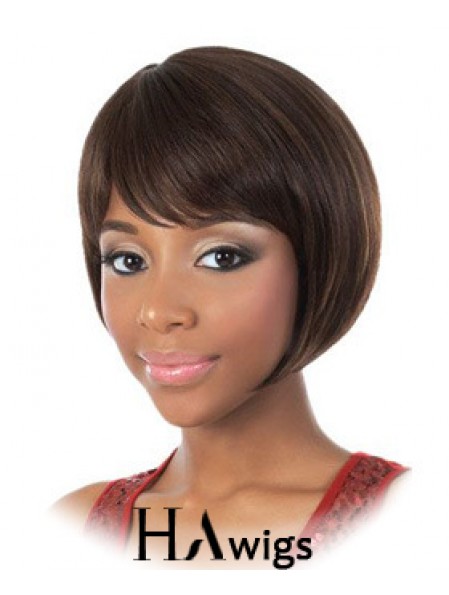 Chin Length Brown Straight Bobs Fashion African American Wigs