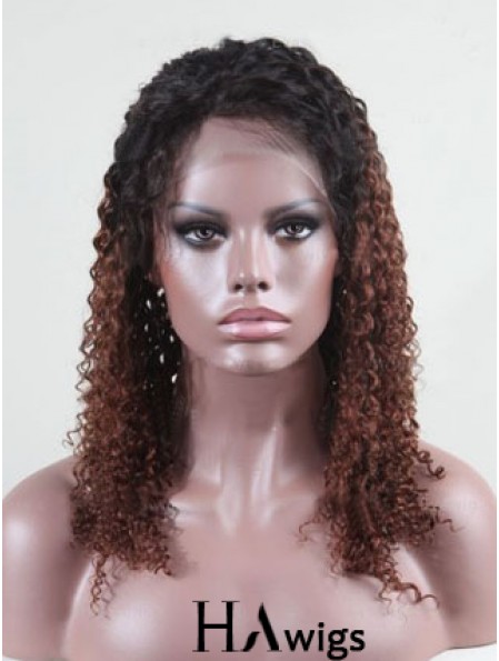 Shoulder Length Curly Without Bangs Full Lace 14 inch Comfortable Black Women Wigs