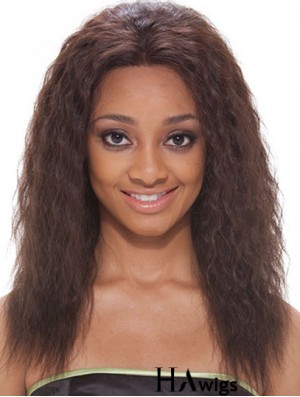 16 inch Brown Shoulder Length Without Bangs Wavy Popular Lace Wigs