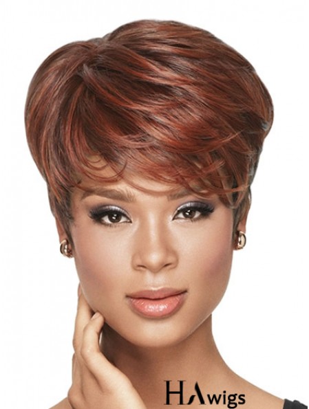 Cropped Red Wavy Boycuts Ideal African American Wigs