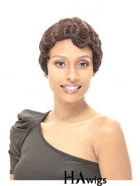 Short Brown Straight Layered Amazing African American Wigs