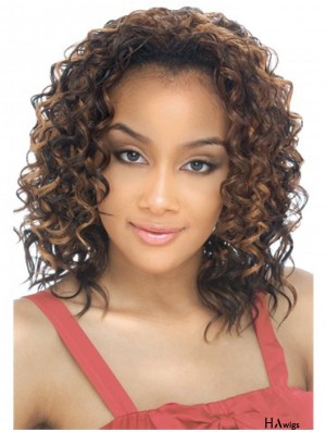 Shoulder Length Curly Blonde Designed Indian Remy Hair Half Wigs