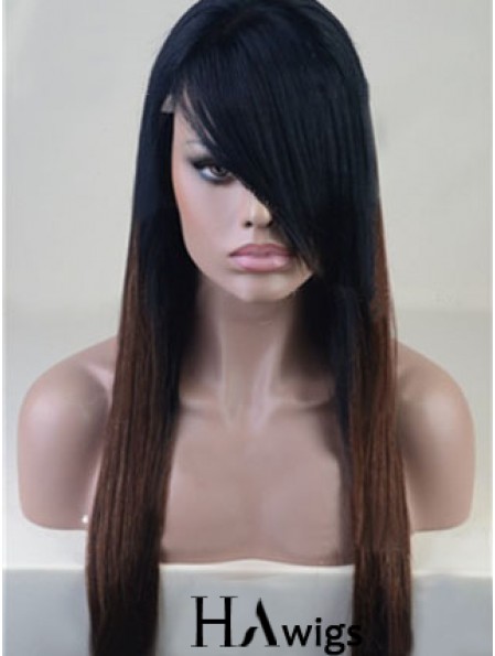 Long Straight With Bangs Full Lace 26 inch Stylish Black Women Wigs