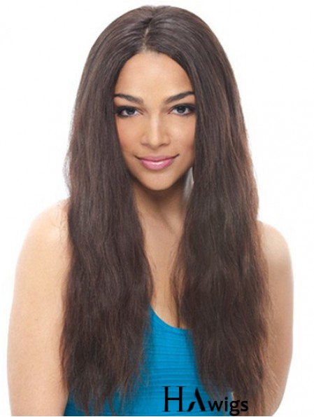 24 inch Black Long Without Bangs Wavy Suitable Lace Wigs