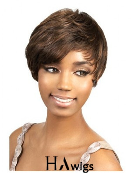 Short Brown Straight Layered Perfect African American Wigs