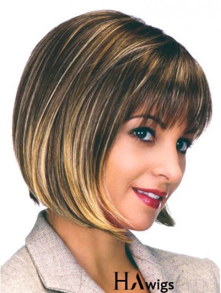 Capless Chin Length Straight Brown Flexibility Bob Wigs