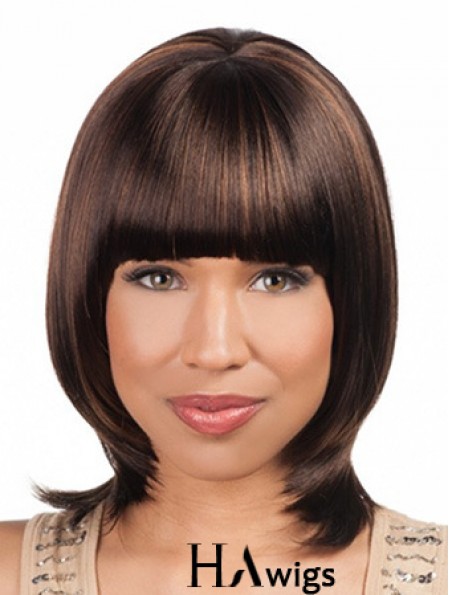 Sleek Chin Length Yaki 16 inch Synthetic Glueless Lace Front Wigs