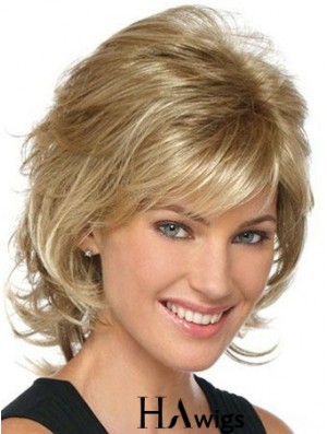 Fast Ship Blonde Classic Womens Wigs Lace Front mono Layered Synthetic Wigs