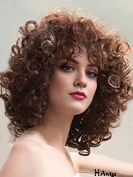 Ladies Synthetic Wigs Shoulder Length Curly Style Layered Cut