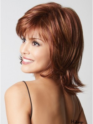 Capless Auburn 12 inch Chin Length Layered Synthetic Wigs