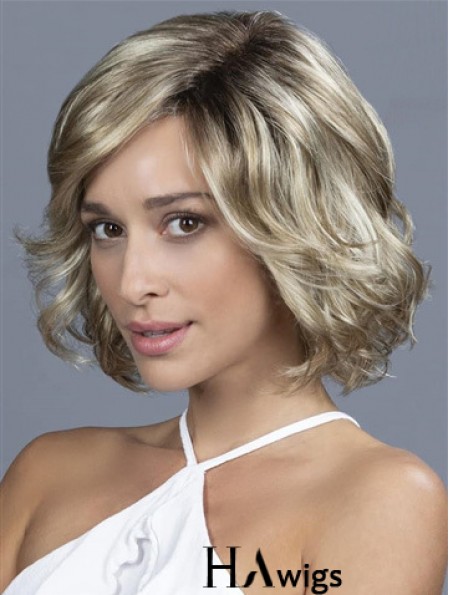 10 inch Chin Length Soft Blonde Wavy Bob Wigs