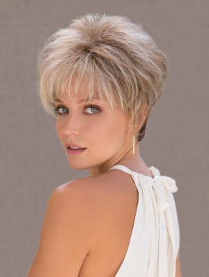 Discount Cropped Platinum Blonde Capless Synthtic Wigs Has A Great Short Wig