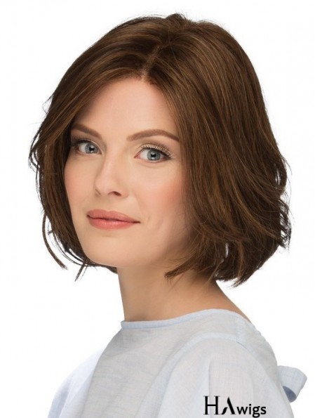 Beautiful 10 inch Chin Length Natural Brown Wavy Bob Wigs