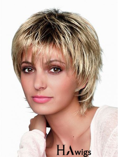 8 inch Short Designed Blonde Straight Bob Wigs