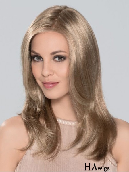 Without Bangs Monofilament 16 inch Straight Blonde Long Wigs