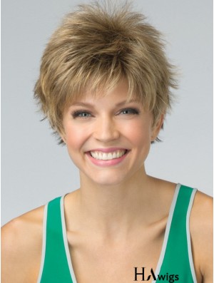 Short Pixie Cut Synthetic Wig Blonde Color Cropped Length Boycuts