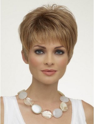 Natural Synthetic Wigs Boycuts Cropped Length Blonde Color Wigs