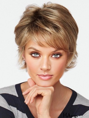 With Bangs Brown Wavy 4 inch Short Synthetic Wigs
