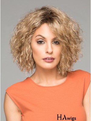 Short Curly Synthetic Wigs Chin Length Blonde Color Curly Style