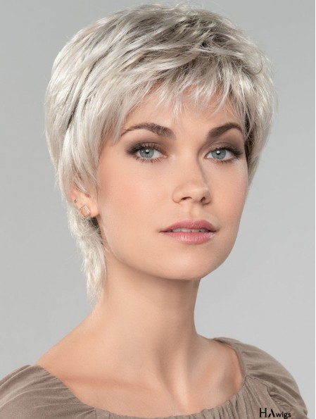 Light Weight Straight Short 8 inch Capless Affordable Grey Wigs